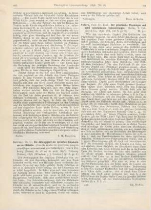 444 [Rezension] Peters, Emil, Der griechische Physiologus und seine orientalischen Uebersetzungen
