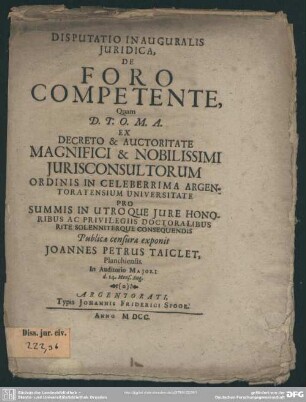 Disputatio de foro competente