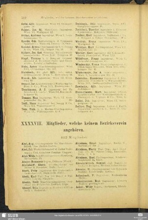 XXXXVIII. Mitglieder, welche keinem Bezirksverein angehören.