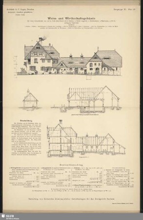 Architekt A.C. Anger, Dresden. Kennwort: "Ländlich gemüthtlich" Dritter Preis. Wohn- und Wirthschaftsgebäude