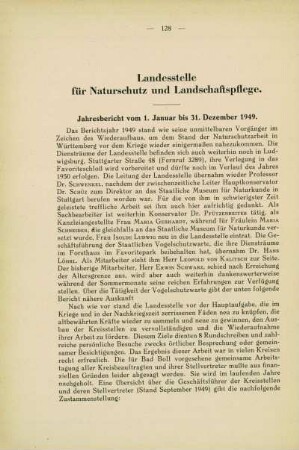 Jahresbericht der Landesstelle für Naturschutz und Landschaftspflege