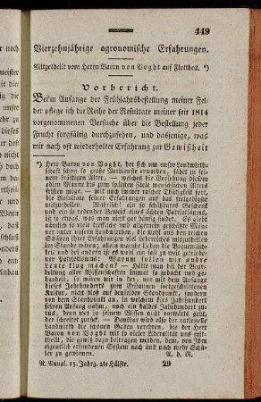 [3.] Vierzehnjährige agronomische Erfahrungen. [Vom Herrn Baron von Voght auf Flottbeck.]