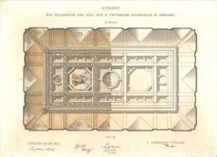 Neureuther, Gottfried von; München; Königlich - Bayerische Polytechnische Schule (TU) - Aula - Plafond (Ansicht)