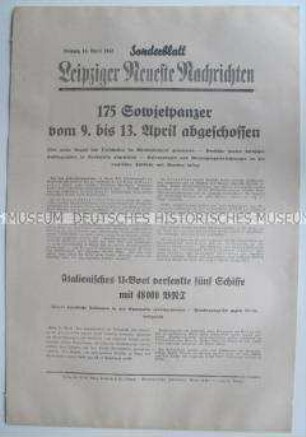 Sonderblatt der "Leipziger Neuesten Nachrichten" u.a. zum Kriegsverlauf an der Ostfront und Angriffe gegen Malta