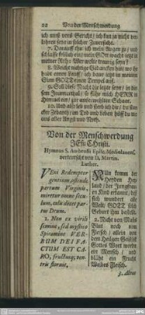 Von der Menschwerdung Jesu Christi