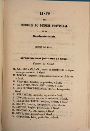 Procès-verbaux des séances du Conseil Provincial de la Flandre Orientale, 1861