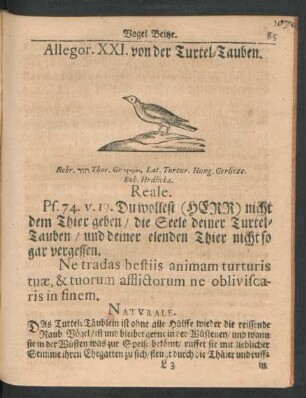 Allegor. XXI. von der Turtel-Tauben.