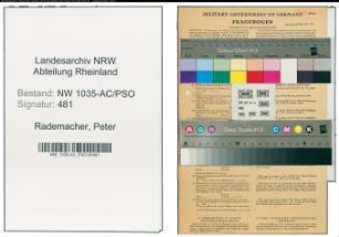 Entnazifizierung Peter Rademacher , geb. 19.04.1901 (Bergmann)