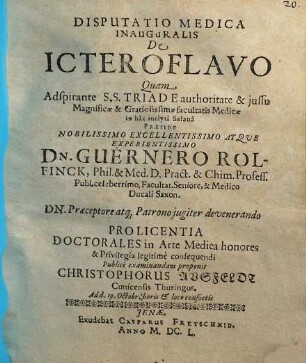 Disputatio Medica Inauguralis De Ictero Flavo