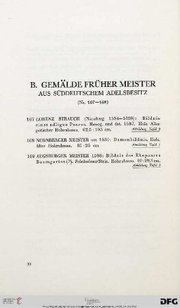 B. Gemälde früher Meister (Nr. 167-169)