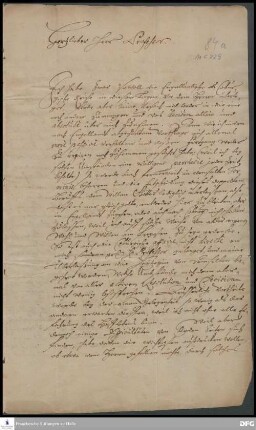 Brief von Anton Wilhelm Böhme an August Hermann Francke.