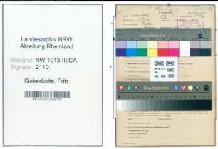 Entnazifizierung Fritz Siekerkotte , geb. 08.12.1901 (Dreher)