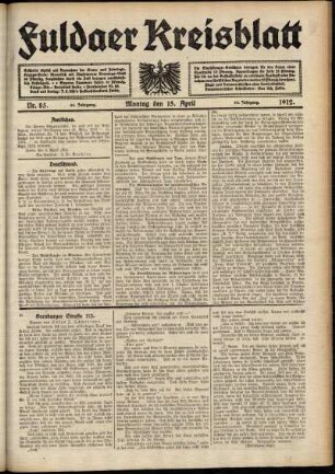 Ausgabe vom Montag, den 15. April 1912.