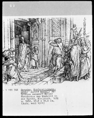 Ambrosius verwehrt Kaiser Theodosius den Eintritt in die Kirche