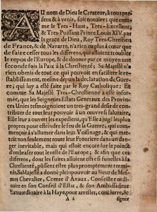 Articles de la treve : ou convention conclué entre le roy de France et les états generaux des Provinces-Unies, le 29. Juin 1684
