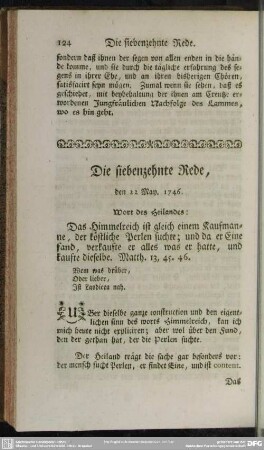 Die siebenzehnte Rede, den 22 May 1746
