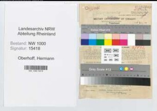 Entnazifizierung Hermann Oberhoff, geb. 09.02.1899 (Vermessungsrat)