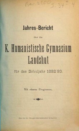 Jahresbericht. 1892/93 (1893)