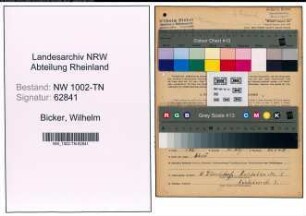 Entnazifizierung Wilhelm Bicker , geb. 07.07.1901 (Laufmann)