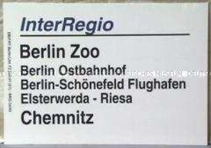 Zuglaufschild InterRegio-Zug