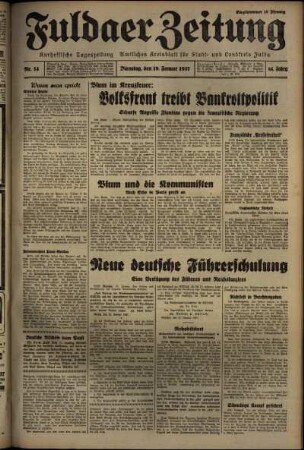 Erste Ausgabe vom Dienstag, den 19. Januar 1937.