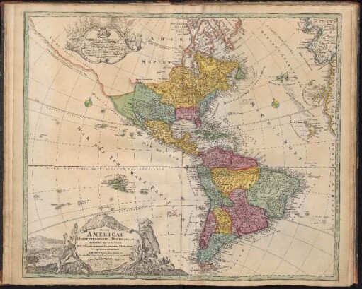 Totius Americae Septentrionalis Et Meridionalis Novissima Repræsentatio : quam ex singulis recentium Geographorum Tabulis collectam ; Cum Privilegio Sac. Cæs. Majestatis
