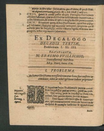 Ex Decalogo Decadis Tertiae ... Respondente M. Erasmo Willichio