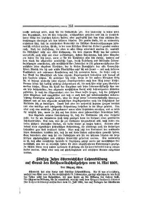 Fünfzig Jahre österreichischer Lehrerbildung auf Grund des Reichsvolksschulgesetzes vom 14. Mai 1869
