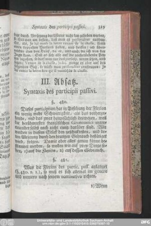 III. Absatz. Syntaxis des participii passivi.