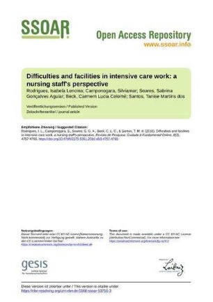 Difficulties and facilities in intensive care work: a nursing staff's perspective
