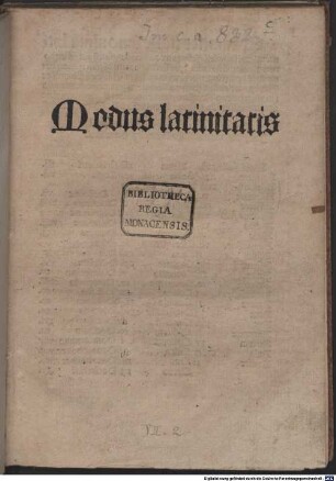 Modus latinitatis; De orthographia : Im Anhang Regulae de arte dicendi und de accentu, Nomina numeralia, Formeln, Synonyma und Adverbien