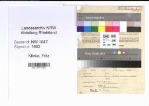 Entnazifizierung Fritz Klinke , geb. 06.02.1892 (Beamter)