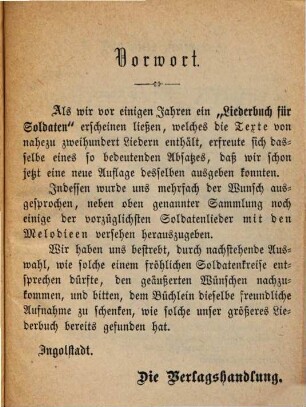 Lieder für fröhliche Soldaten : mit Melodieen