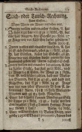 Stich- oder Tausch-Rechnung.