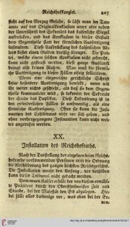 XX. Installation des Reichshofraths