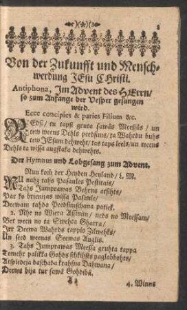 Von der Zukunfft und Menschwerdung Jesu Christi.