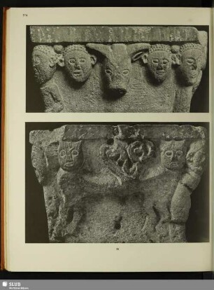 [90. Zwei Seiten eines Taufsteins, aus Haute-Roche (Côte-d'Or), 11. Jahrh.]