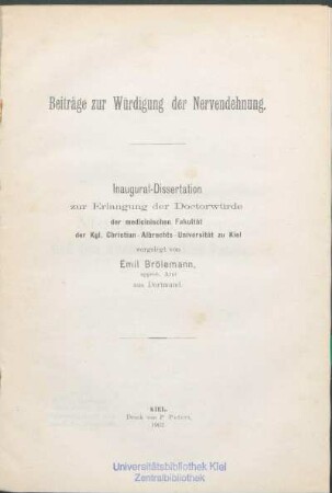 Beiträge zur Würdigung der Nervendehnung