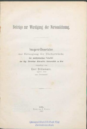 Beiträge zur Würdigung der Nervendehnung