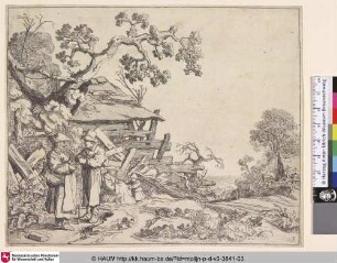 [Bäuerin mit Korb im Gespräch mit Bauer; Woman With a Basket in Conversation with a Peasant; Landschap met een boer en een boerin]