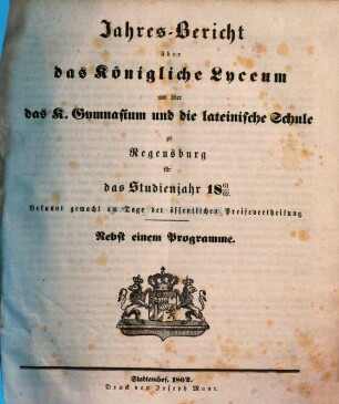 Jahres-Bericht. 1861/62 (1862)