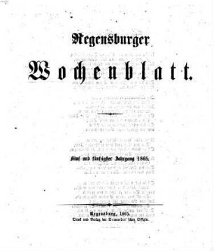 Regensburger Wochenblatt. 55. 1865