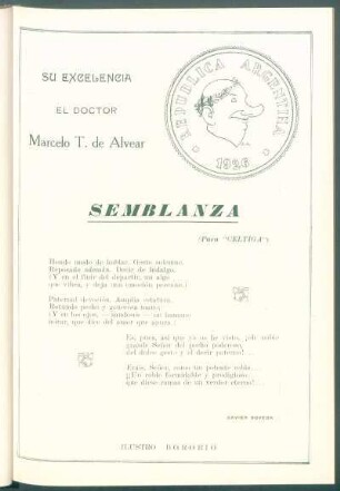 Semblanza : Su Excelencia el doctor Marcelo T. de Alvear. [Ilustración de Saúl Borobio]