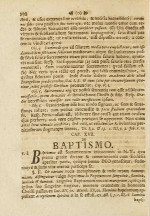 Cap. XVII. De Baptismo.