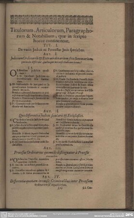 Titulorum, Articulorum, Paragraphorum & Notabilium, quae in scripto hocce continentur