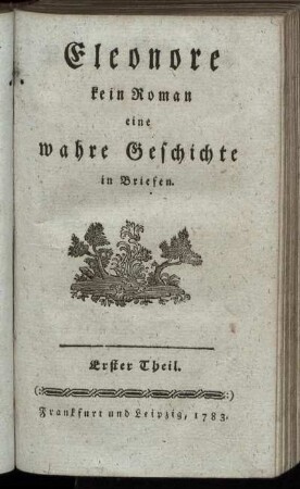 Erster Theil: Eleonore. Erster Theil