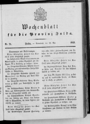Nr. 21, Ausgabe vom 20. Mai 1848