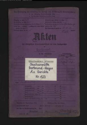 Landfriedensbruch (Plünderungen usw. in Hamm am 3.- 4.7.1919) Rabe, Wilhelm