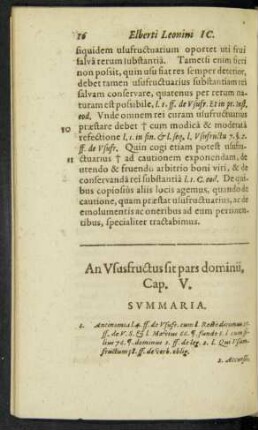 An Ususfructus sit pars dominii, Cap. V.