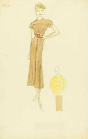 Frau in braunem Kleid
